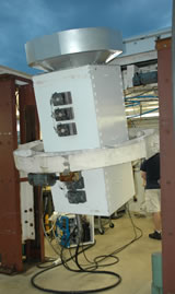 Receiver installed on the in-door/out-door testing facility of NRAO Green Bank for noise measurement.
