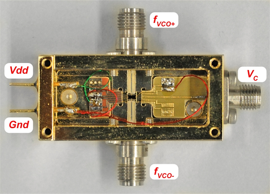 Ultra-low-phase-noise broadband tuning voltage-controlled transistor oscillators, the packaged circuit module.