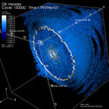 3D radiation hydrodynamical simulation of Colliding Shells