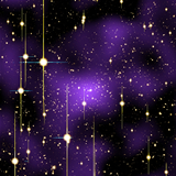 A Subaru Suprime-Cam image of one of the clusters used in the analysis, A2390, (2.7 billion light years from the Earth). The purple hue shows the dark matter distribution measured by the gravitational lensing effect on distant galaxies (typically 8 billion light years from the Earth), where the darker color indicates the denser dark matter concentration. It shows that the dark matter distribution is elongated along the northwest-southeast direction.