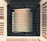 Left: The MIT CCID-35 chip. Right: Image of a Mag 8.1 star with AO off and on with FlyEyes.
