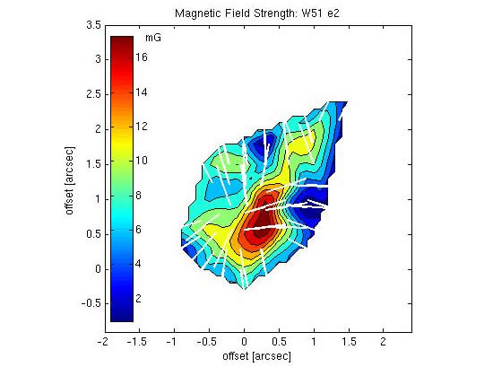 Mapping the Magnetic Field Strength in Molecular Clouds: W51 e2