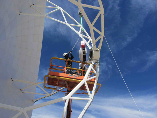Installation of the nutating secondary subreflector on an ALMA antenna for the site acceptance test