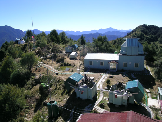 The four TAOS telescopes on top of Lu-Lin Mountain.